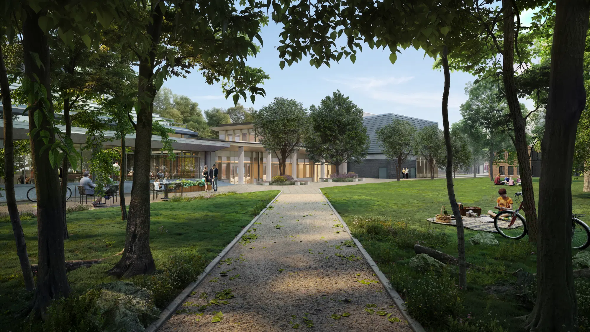 Construction work under way on a university campus building